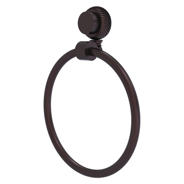 Allied Brass Venus Antique Bronze Wall Mount Towel Ring with Twisted Accents