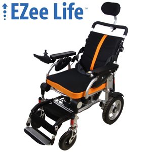 Ezee Fold 3G Black Electric Wheelchair with Reclining Back