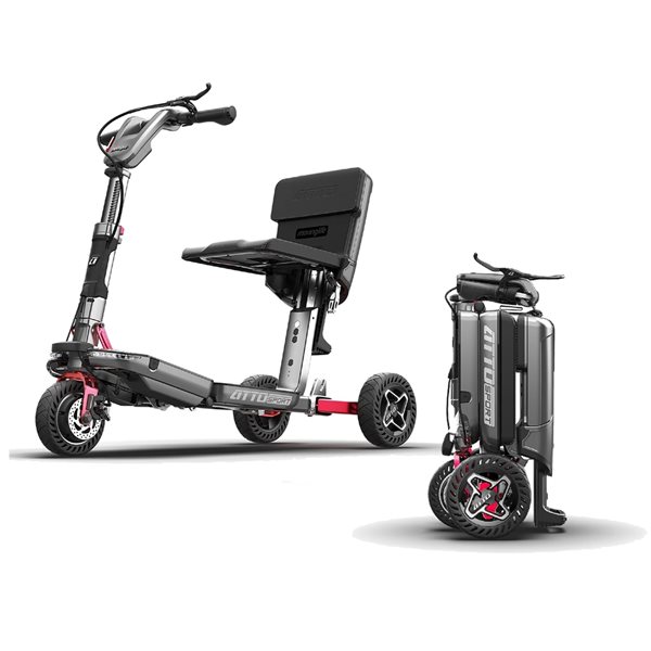 Atto Grey Foldable Sport Mobility Scooter with Front and Rear Lights