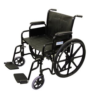 Ezee Life 22-in x 18-in Black Heavy-Duty Foldable Wheelchair