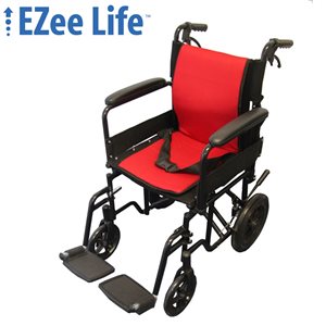 Ezee Life Featherlite Red Foldable Transport Chair with Swing-Away Footrests