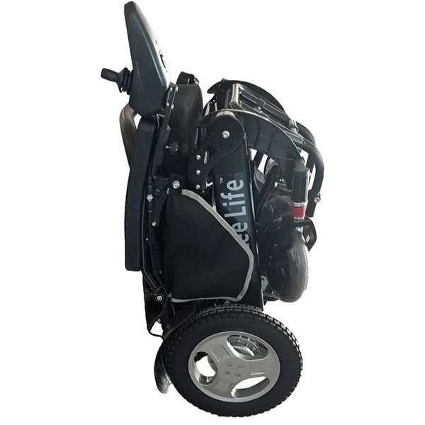 Fauteuil roulant électrique noir 6G par Ezee Fold en aluminium avec roues  arrière de 10 po CH4096