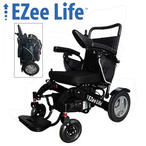Ezee Fold Black Aluminum 6G Electric Wheelchair with 12-in Rear Wheels