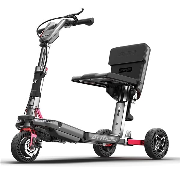 Atto Grey Foldable Sport Mobility Scooter with USB Charging Port