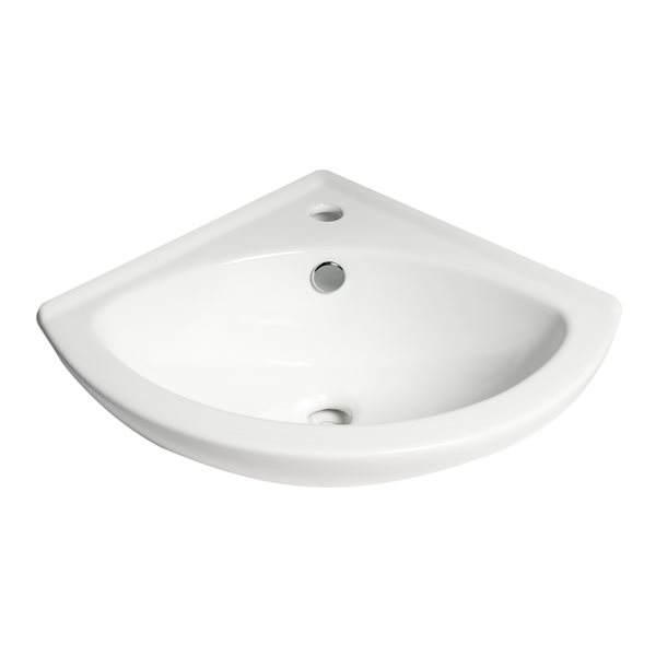 ALFI brand White 22-in Corner Wall-Mounted Porcelain Rectangular Sink with Faucet Hole