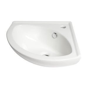 ALFI brand White 22-in Corner Wall-Mounted Porcelain Rectangular Sink with Faucet Hole