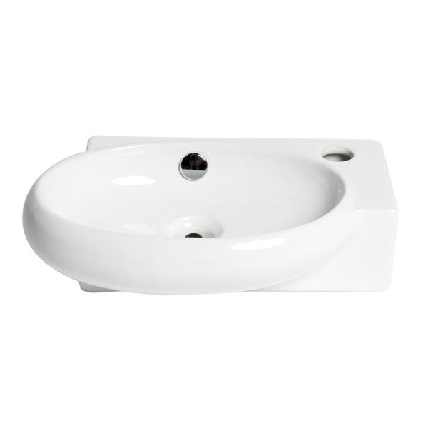 ALFI brand White 17-in Wall-Mounted Porcelain Oval Sink with Faucet Hole