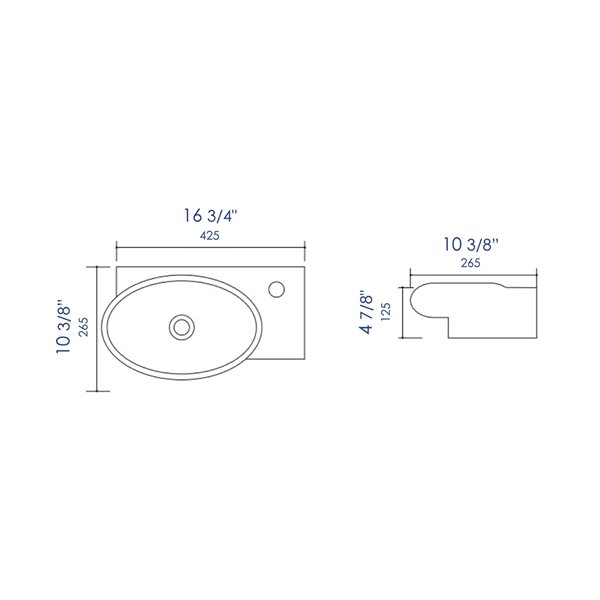 ALFI brand White 17-in Wall-Mounted Porcelain Oval Sink with Faucet Hole