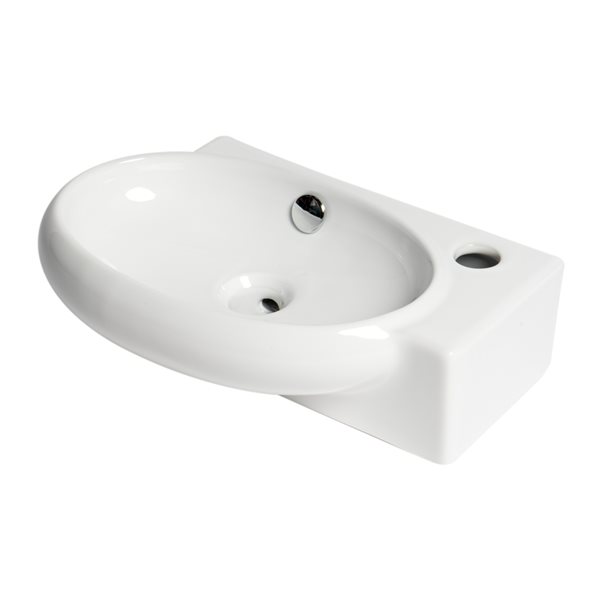 ALFI brand White 17-in Wall-Mounted Porcelain Oval Sink with Faucet Hole