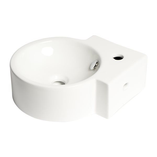 ALFI brand White 17-in Corner Wall-Mounted Porcelain Sink with Faucet Hole