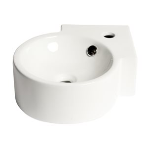 ALFI brand White 17-in Corner Wall-Mounted Porcelain Sink with Faucet Hole