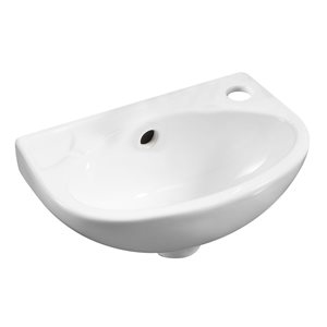 ALFI brand White 14-in Wall-Mounted Porcelain Oval Sink with Faucet Hole