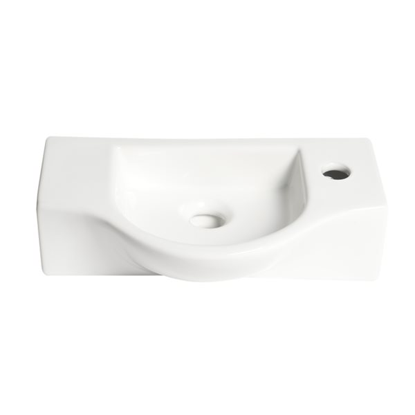 ALFI brand White 18-in Wall-Mounted Porcelain Rectangular Sink with Faucet Hole