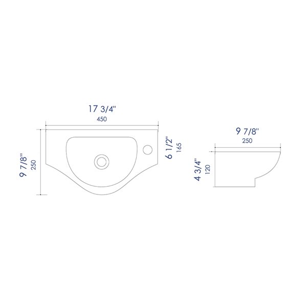 ALFI brand White 18-in Wall-Mounted Porcelain Rectangular Sink with Faucet Hole
