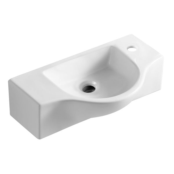 ALFI brand White 18-in Wall-Mounted Porcelain Rectangular Sink with Faucet Hole