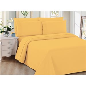 Marina Decoration Full Yellow Polyester Bed Sheet Set - 6-Piece