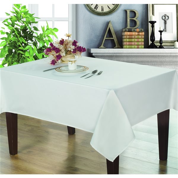 Home Secret Indoor White Table Cover for 72-in Round