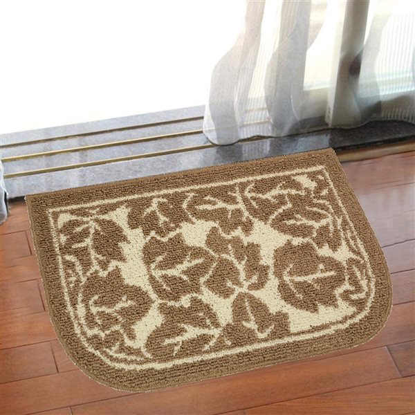 Tapis tout usage pour l'intérieur par Nova Home Collection en demi-lune de 18 po x 30 po, taupe