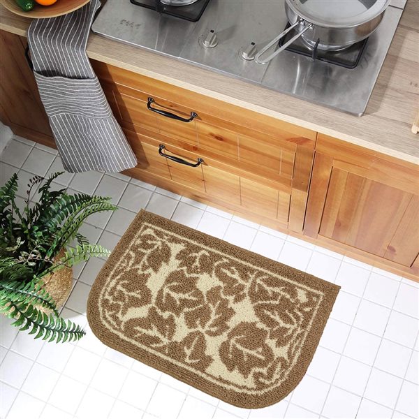 Tapis tout usage pour l'intérieur par Nova Home Collection en demi-lune de 18 po x 30 po, taupe