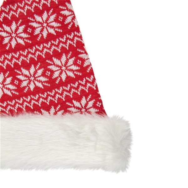 Northlight 17-in Red and White Nordic Snowflake and Striped Santa Hat
