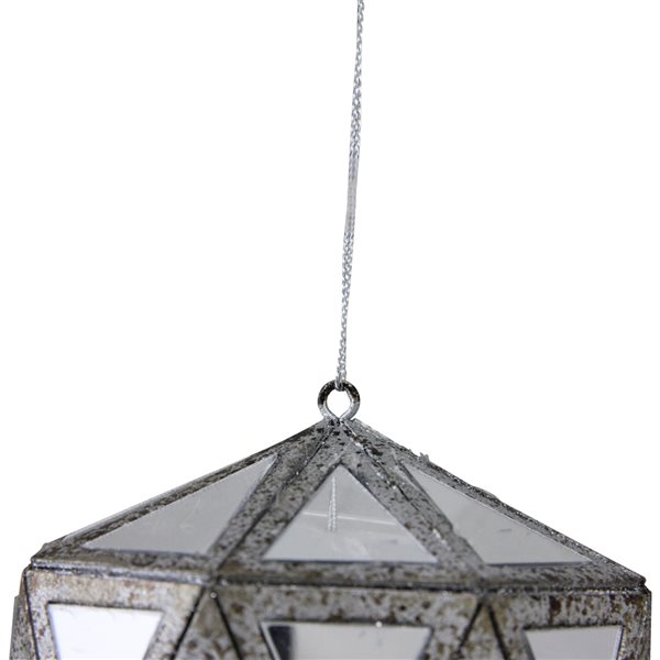 Northlight 5.5-in Grey and Clear Mirrored Geometric Drop Christmas Ornament