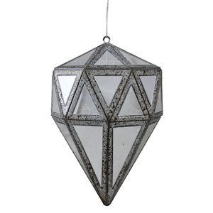 Northlight 5.5-in Grey and Clear Mirrored Geometric Drop Christmas Ornament
