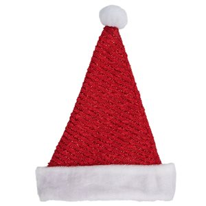 Northlight 17-in Red and White Striped Santa Hat with Pompon and Cuffed Faux Fur