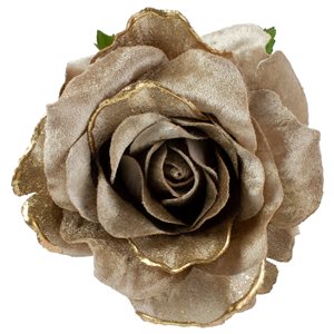 Northlight Beige and Gold Artificial Rose Clip-On Christmas Ornament