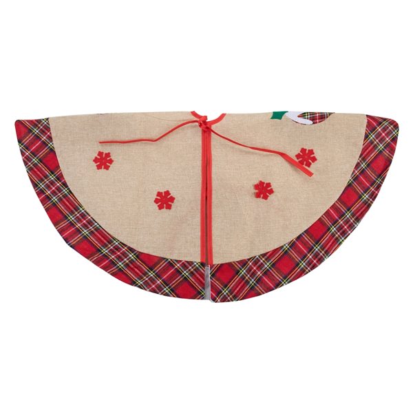 Northlight 36 in Burlap Plaid Tree Skirt with Christmas Puddings 34314976 RONA