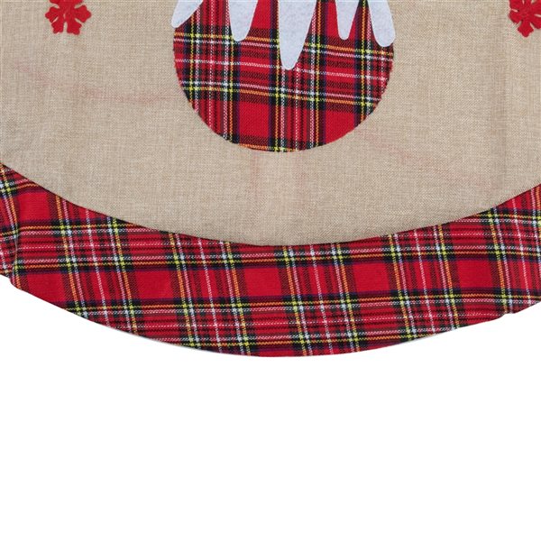 Northlight 36-in Burlap Plaid Tree Skirt with Christmas Puddings