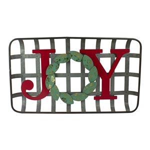 Northlight 24-in Red and Green JOY Rustic Tobacco Basket Christmas Wall Decor