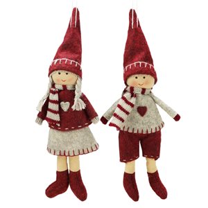 Northlight 5.5-in Boy and Girl Hanging Doll Christmas Ornaments - Set of 2
