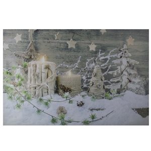 Northlight 23.5-in x 15.5-in Country Rustic Winter Christmas LED Lighted Canvas Wall Art