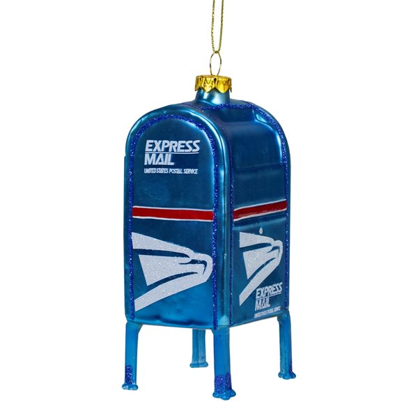 Northlight 4.5-in Blue Express Mail US Post Office Mailbox Glass Christmas Ornament