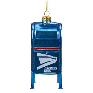 Northlight 4.5-in Blue Express Mail US Post Office Mailbox Glass Christmas Ornament