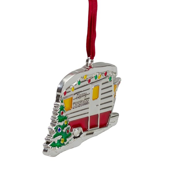 Northlight 3.5-in Silver Plated Camper with European Crystals Christmas Ornament