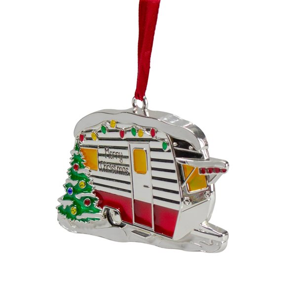 Northlight 3.5-in Silver Plated Camper with European Crystals Christmas Ornament