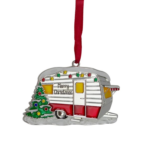 Northlight 3.5-in Silver Plated Camper with European Crystals Christmas Ornament