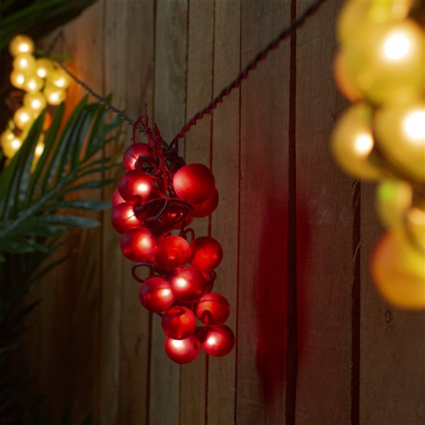 Northlight Red and Green Grape Cluster String 100 Clear Mini Lights for Indoor and Outdoor