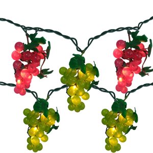 Northlight Red and Green Grape Cluster String Light for Indoor and Outdoor