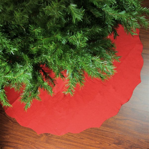 Northlight 48-in Red Scalloped Edge Christmas Tree Skirt