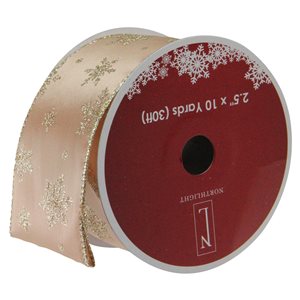 Northlight 2.5-in x 30-ft Gold Sparkling Stars Christmas Wired Craft Ribbon