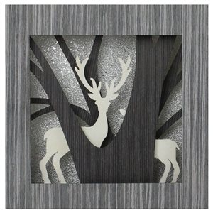 Northlight 12-in Glittered Woodland Deer Silhouette Box Framed Christmas Table Decoration