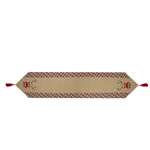 Northlight 36-in Red and Brown Burlap and Plaid Reindeer Christmas Table Runner