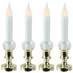 Northlight White and Gold LED Flickering Christmas Candle Lamp with Timer - Set of 4