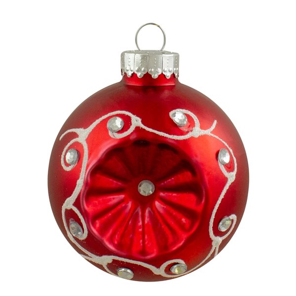 Northlight 3.25-in Red and Silver Retro Reflector Matte Glass Christmas Ball Set - Pack of 6