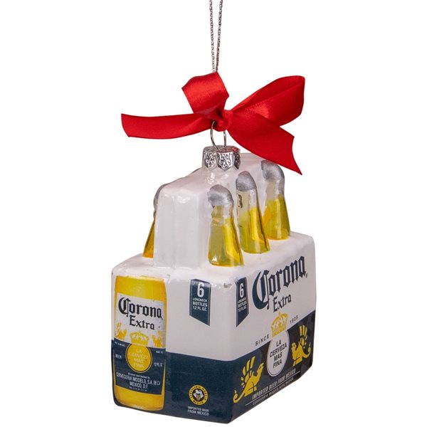 Northlight 3.25-in Red  White and Yellow Corona Six Pack Glass Christmas Ornament  - Set of 6