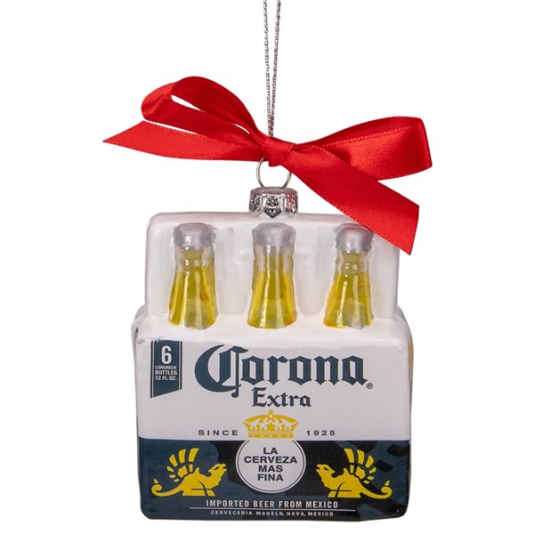 Northlight 3.25-in Red  White and Yellow Corona Six Pack Glass Christmas Ornament  - Set of 6