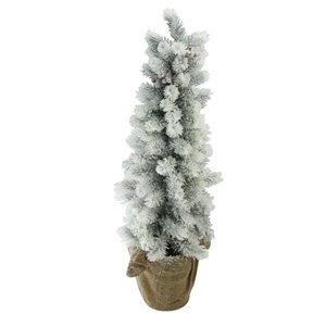 Northlight 2.3-ft Potted Flocked Mini Pine Slim Christmas Tree with Berries