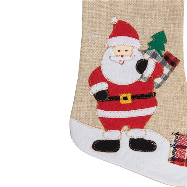 Northlight 19-in Beige and Red Merry Christmas Santa Claus Christmas Stocking
